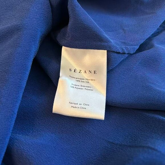 Sezane Chlo Silk Shirt Blouse FR36/US4 Electric Blue French Top Classic Causal - Picture 8 of 10